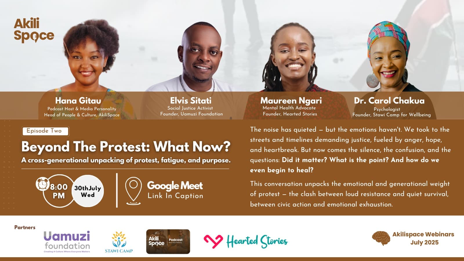 Beyond The Protest: What Now? webinar poster.