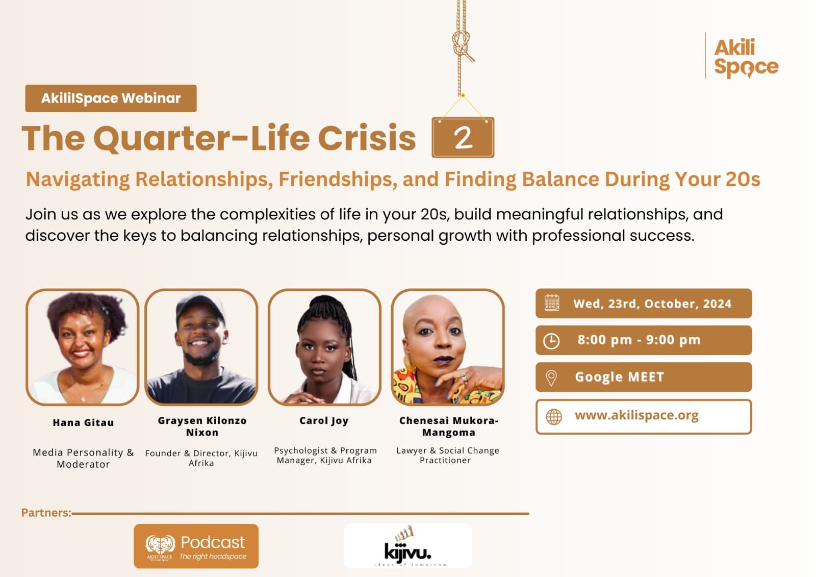 The Quarter-Life Crisis webinar poster.